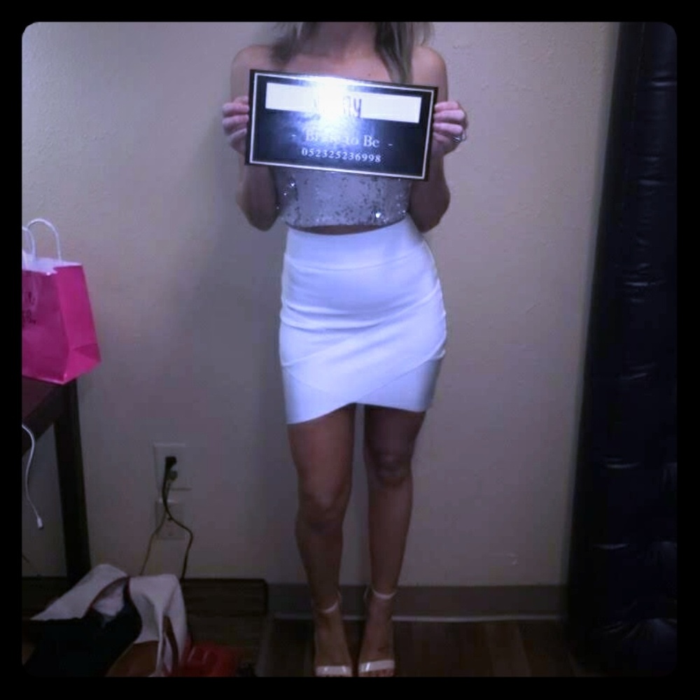 White mini skirt